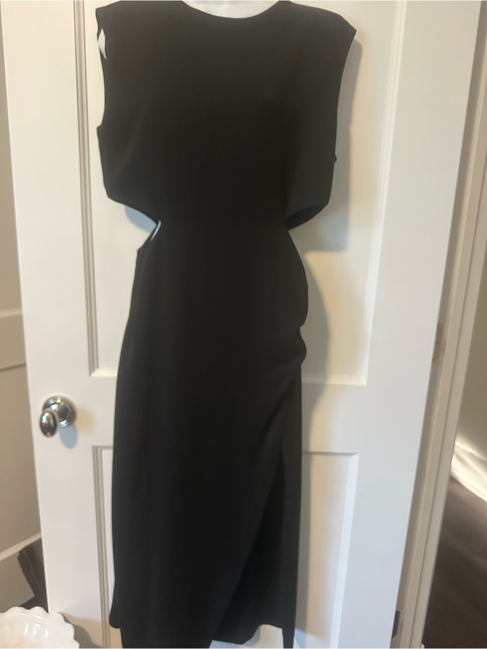 Zara Black Sleeveless Midi Dress with Side Cutouts